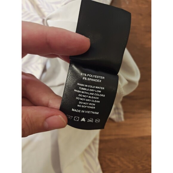 Breezy Golf Polo Shirt Mens 5XL White Floral Palms Casual Performance Stretch - Picture 5 of 7